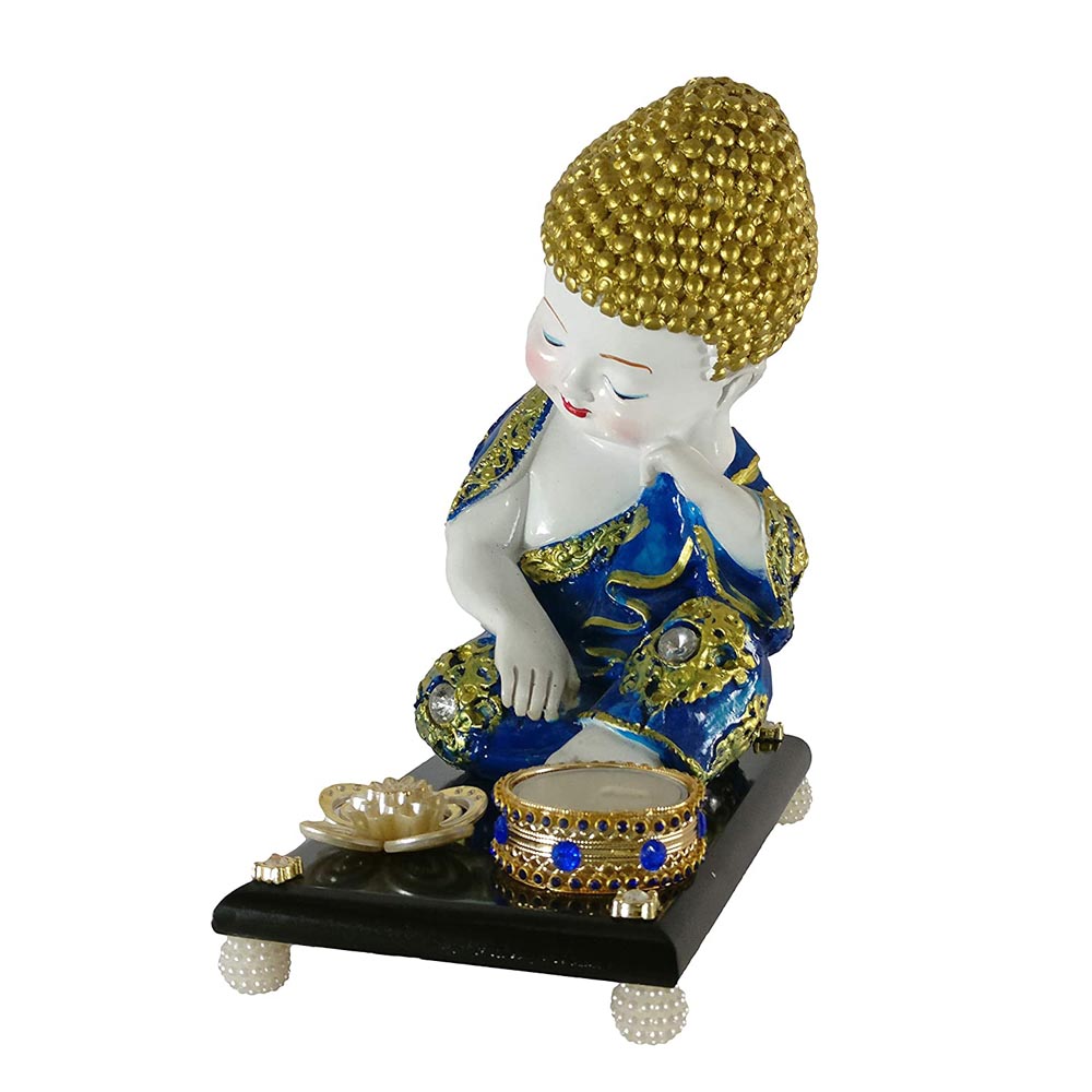 Blue Baby Buddha Showpiece on Tray